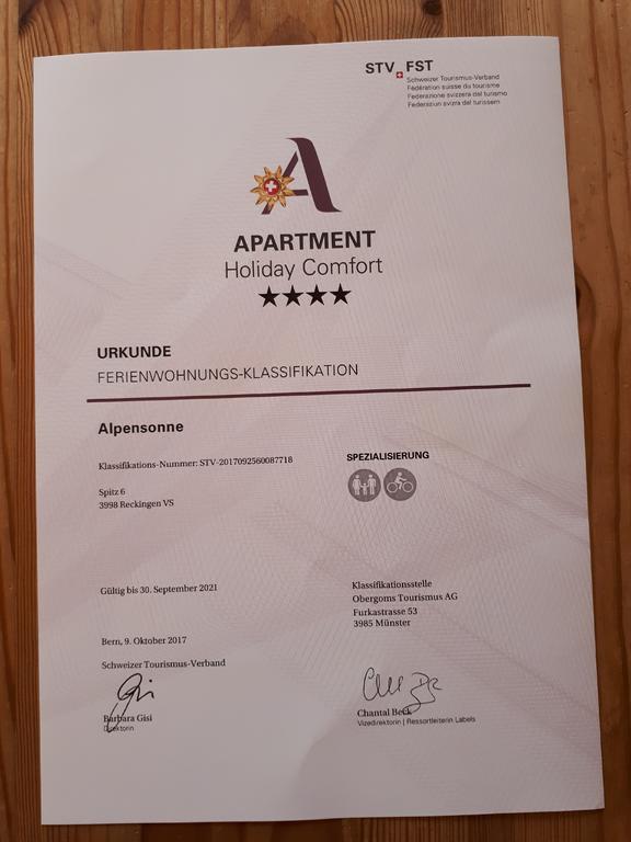 Apartament Alpensonne Reckingen Zewnętrze zdjęcie